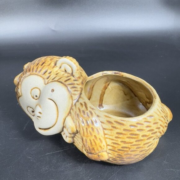 Vintage Ceramic Monkey Votive Candle Holder Small Planter Flower Pot Decor VTG - Picture 7 of 11